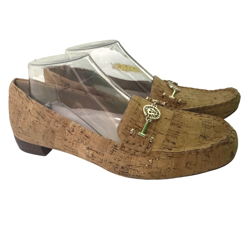 Anne Klein iflex Hadler Cork Loafers Women's 10 M Gold Buckle Slip On Shoe